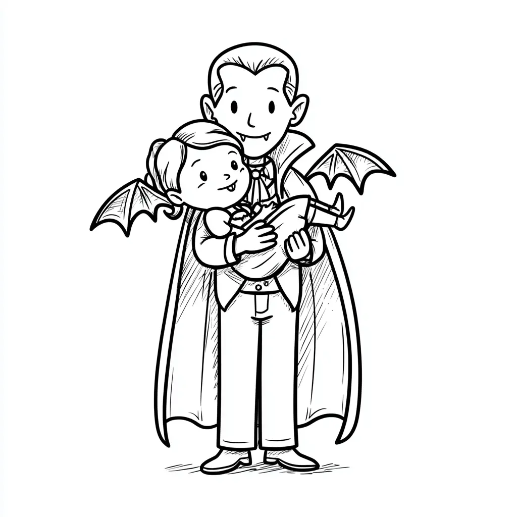 Dibujos de Halloween para colorear | DRÁCULA CON SU PEQUEÑA Dibujos de Halloween para colorear | DRÁCULA CON SU PEQUEÑA