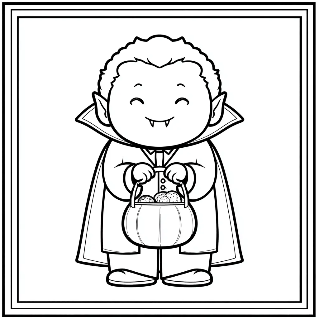 Dibujos de Halloween para colorear | DRÁCULA CON CESTA Dibujos de Halloween para colorear | DRÁCULA CON CESTA