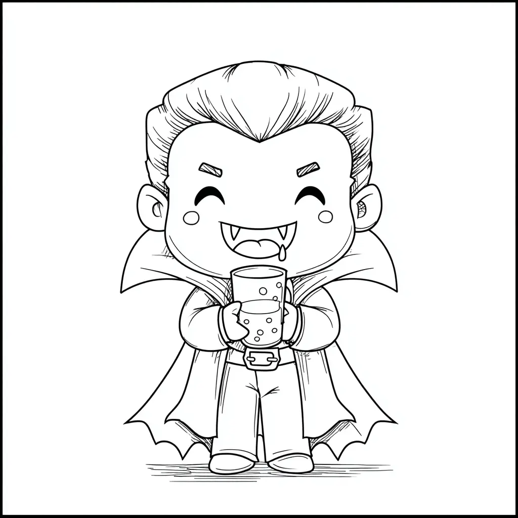 Dibujos de Halloween para colorear | DRÁCULA BEBIENDO Dibujos de Halloween para colorear | DRÁCULA BEBIENDO