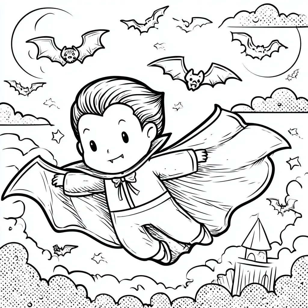 Dibujos de Halloween para colorear | DRÁCULA VOLANDO Dibujos de Halloween para colorear | DRÁCULA VOLANDO