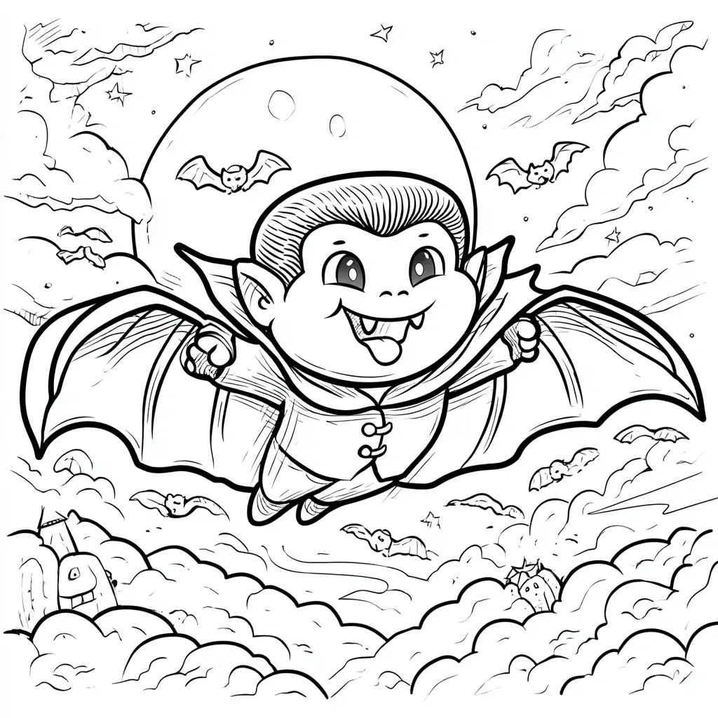 Dibujos de Halloween para colorear | DRÁCULA EN LAS NUBES Dibujos de Halloween para colorear | DRÁCULA EN LAS NUBES