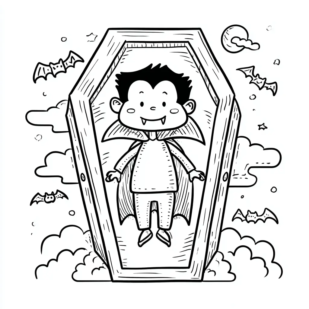 Dibujos de Halloween para colorear | DRÁCULA Y EL ATAÚD Dibujos de Halloween para colorear | DRÁCULA Y EL ATAÚD