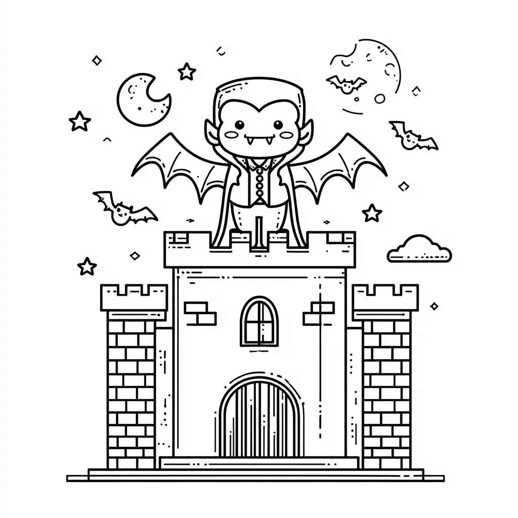 Dibujos de Halloween para colorear | DRÁCULA SOBRE EL CASTILLO Dibujos de Halloween para colorear | DRÁCULA SOBRE EL CASTILLO