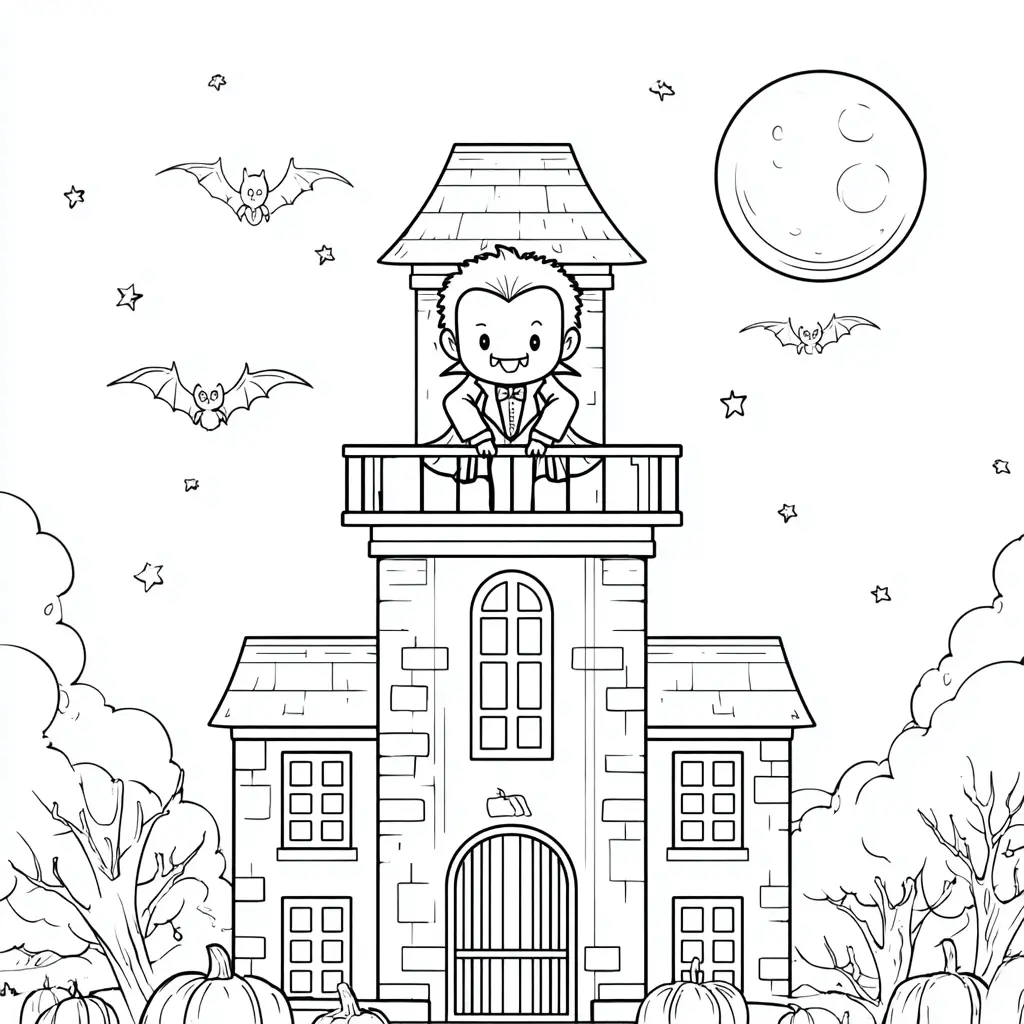 Dibujos de Halloween para colorear | DRÁCULA EN EL BALCÓN Dibujos de Halloween para colorear | DRÁCULA EN EL BALCÓN