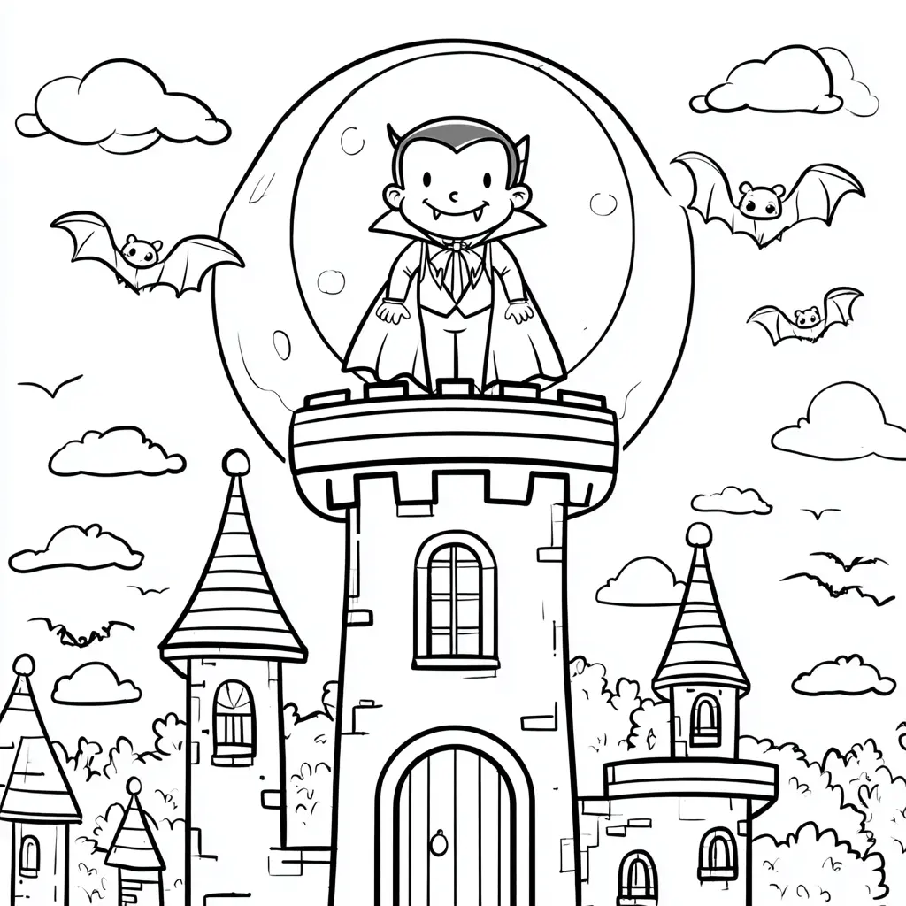 Dibujos de Halloween para colorear | DRÁCULA EN LA TORRE Dibujos de Halloween para colorear | DRÁCULA EN LA TORRE