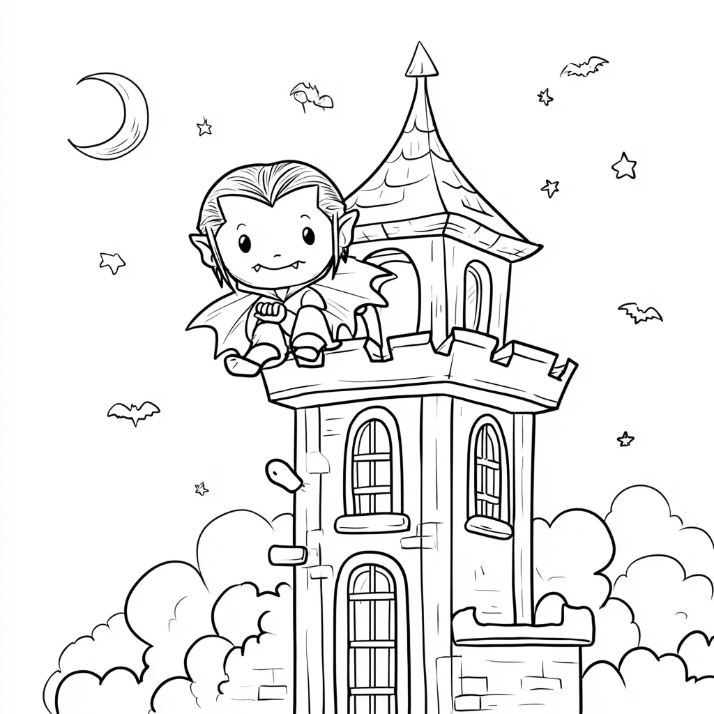 Dibujos de Halloween para colorear | DRÁCULA SENTADO EN LA TORRE Dibujos de Halloween para colorear | DRÁCULA SENTADO EN LA TORRE