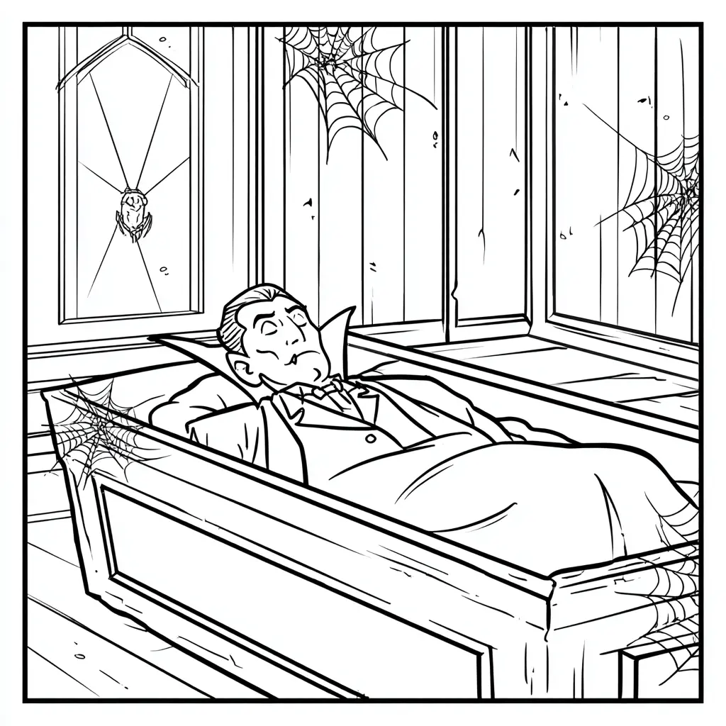 Dibujos de Halloween para colorear | DRÁCULA DURMIENDO Dibujos de Halloween para colorear | DRÁCULA DURMIENDO