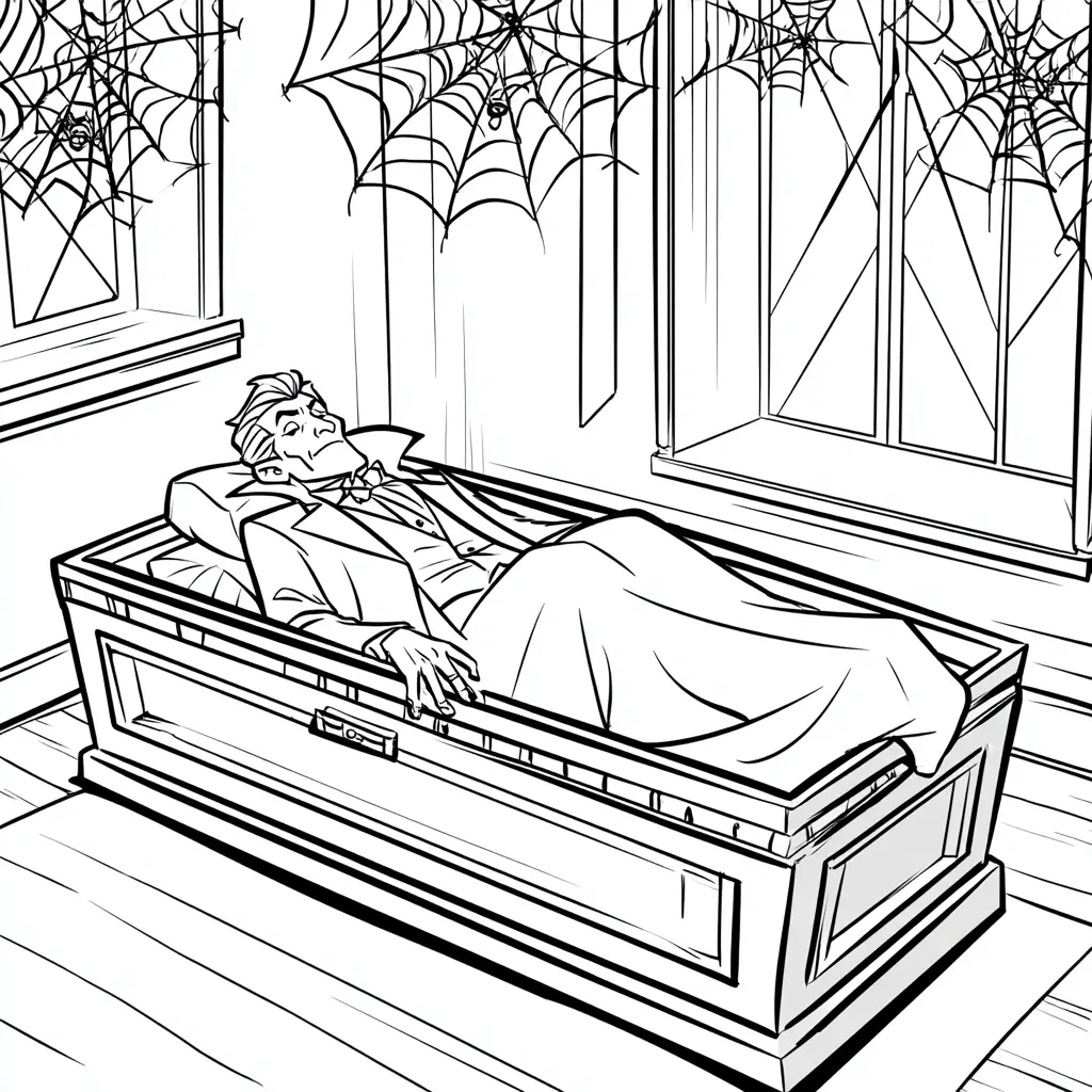 Dibujos de Halloween para colorear | DRÁCULA EN SU CAJA Dibujos de Halloween para colorear | DRÁCULA EN SU CAJA