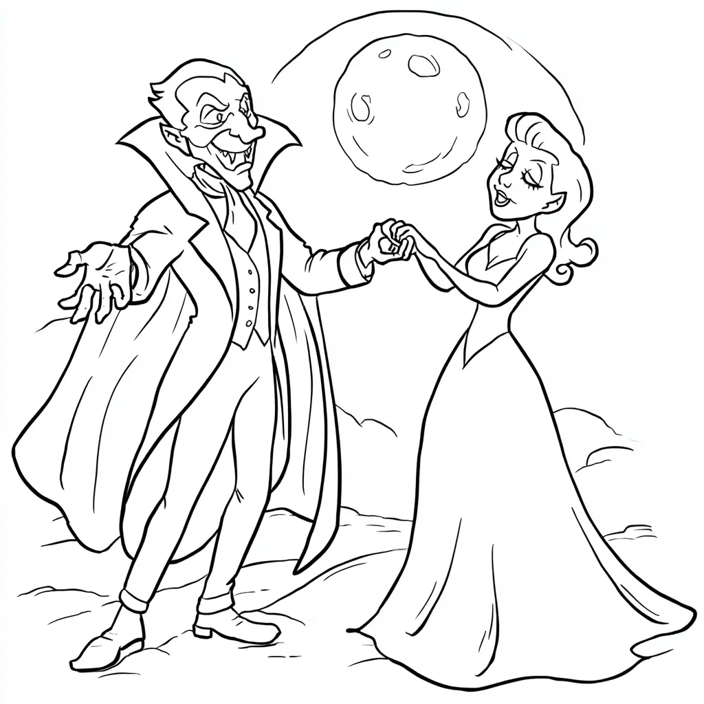 Dibujos de Halloween para colorear | EL VAMPIRO Y LA DAMA Dibujos de Halloween para colorear | EL VAMPIRO Y LA DAMA