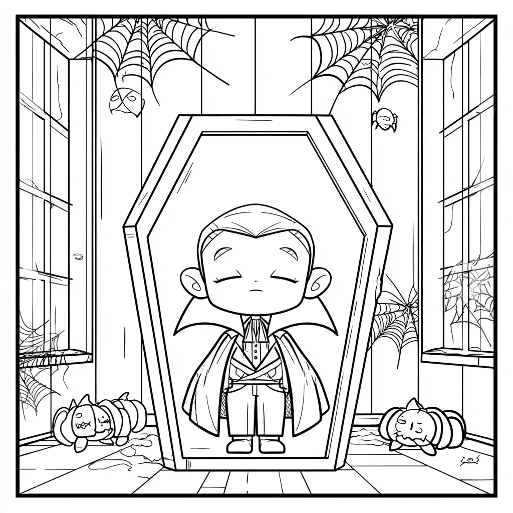 Dibujos de Halloween para colorear | DRÁCULA EN SU ATAÚD Dibujos de Halloween para colorear | DRÁCULA EN SU ATAÚD