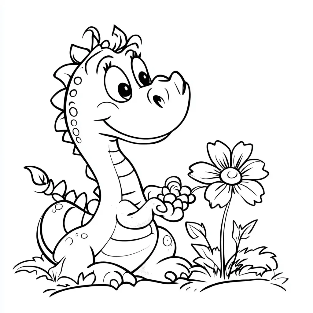 Dibujos de dragones para colorear | EL DRAGÓN FELIZ Y LA FLOR