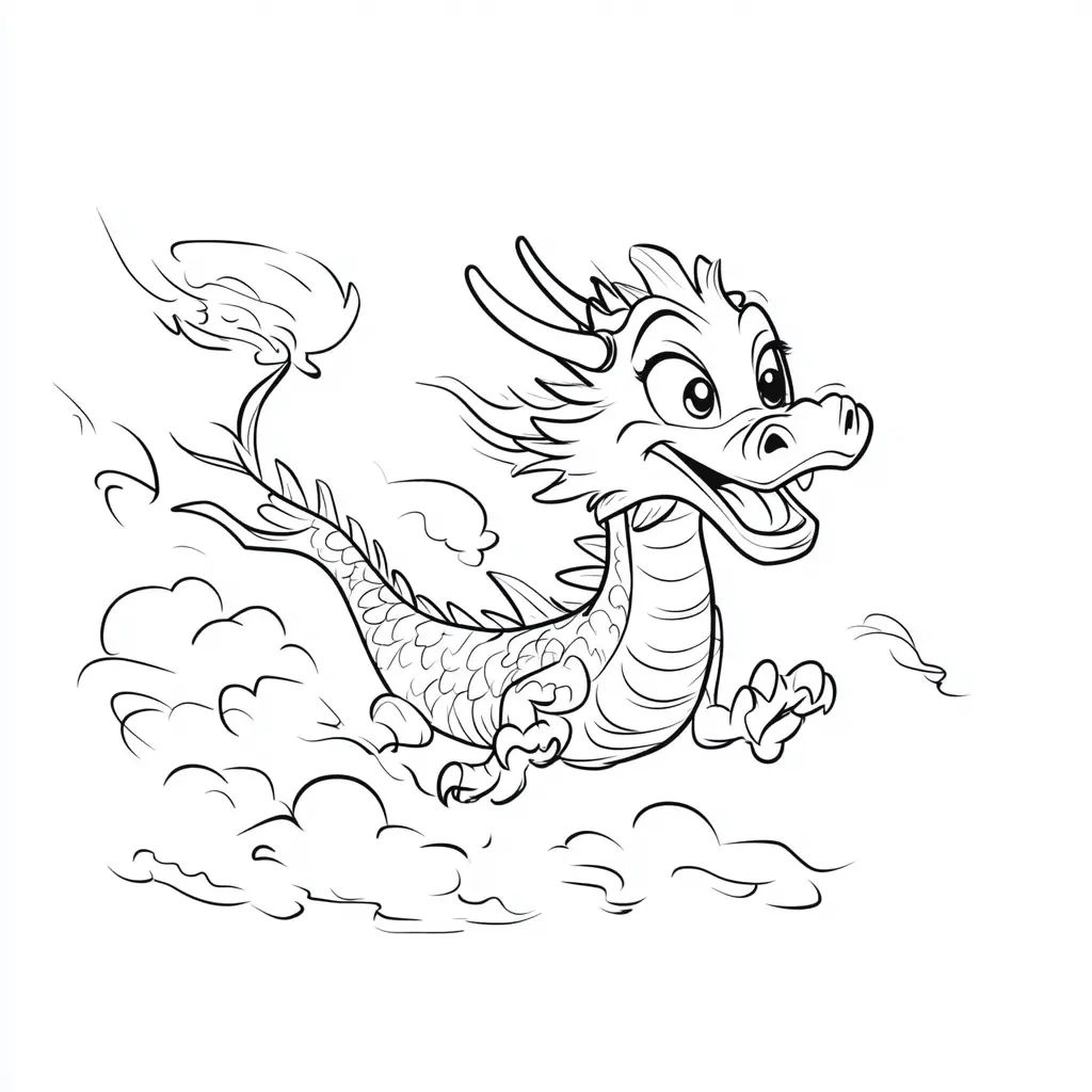 Dibujos de dragones para colorear | EL DRAGÓN QUE CAMINA ENTRE NUBES