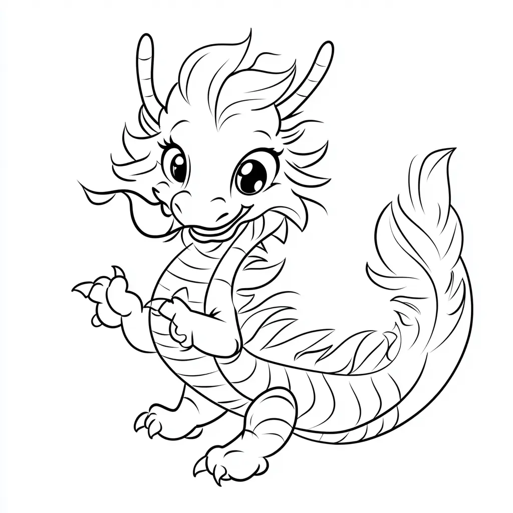Dibujos de dragones para colorear | EL DRAGÓN DE OJOS GRANDES