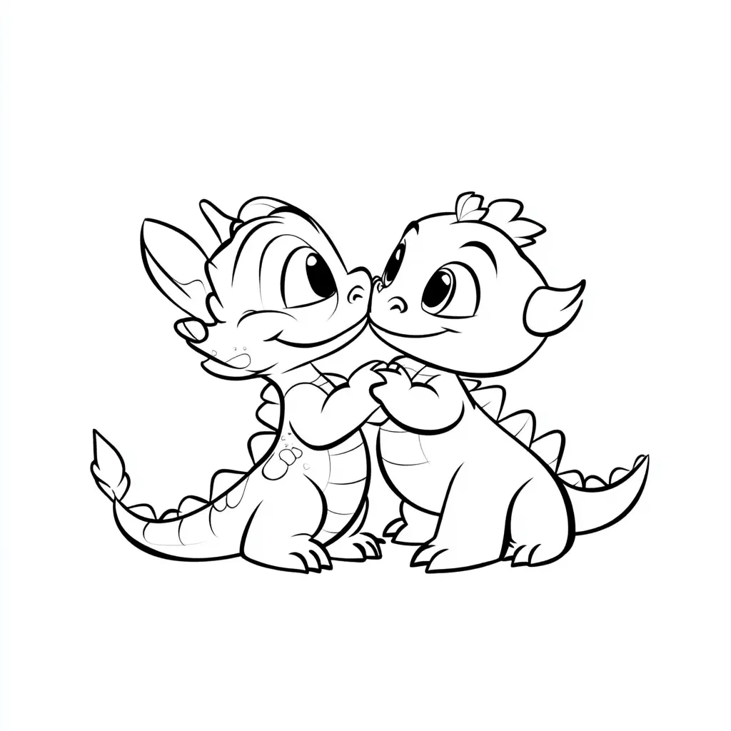 Dibujos de dragones para colorear | DOS DRAGONES CARIÑOSOS
