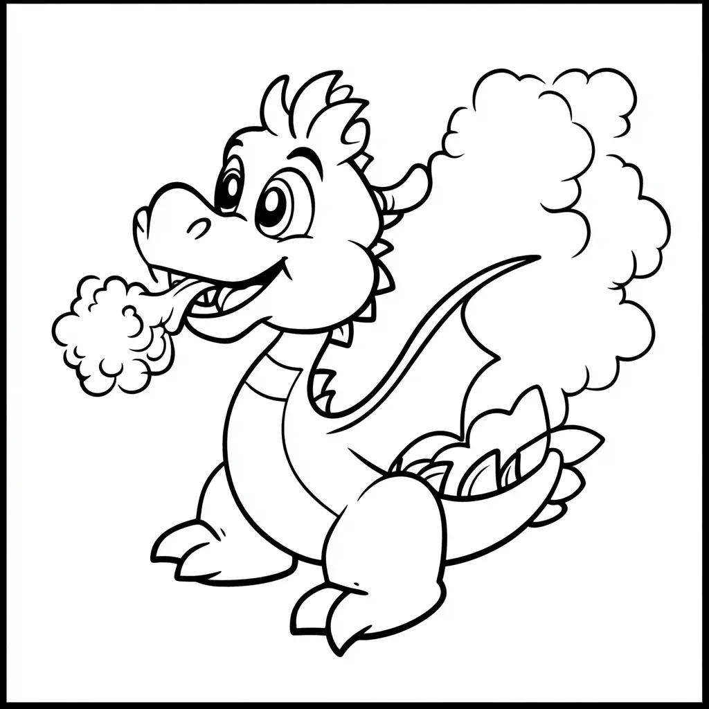 Dibujos de dragones para colorear | EL DRAGÓN Y LA LLAMA DE FUEGO