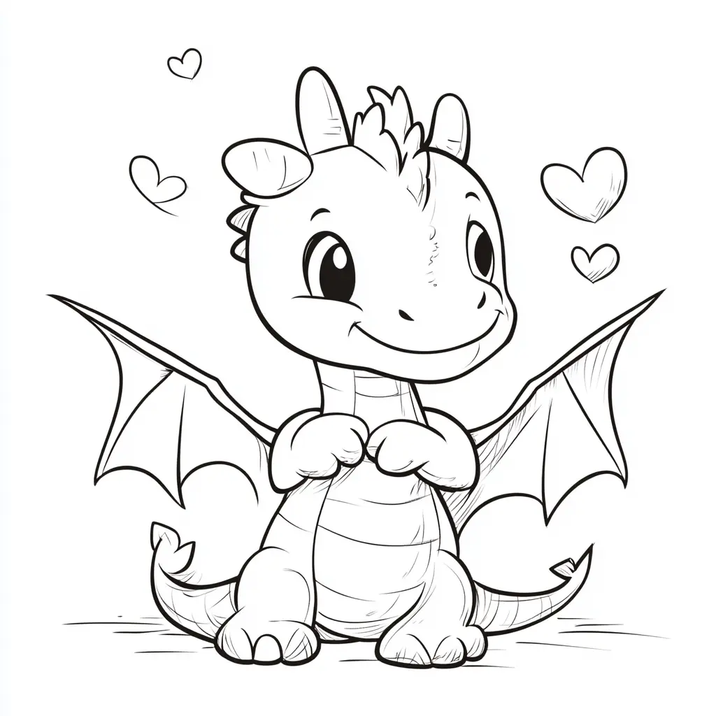 Dibujos de dragones para colorear | EL DRAGÓN DE CORAZONES
