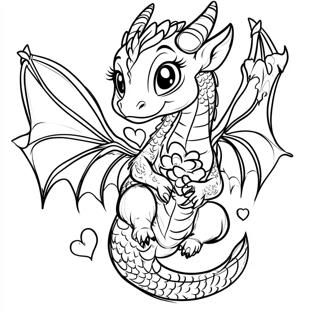 Dibujos de dragones para colorear | EL DRAGÓN ROMÁNTICO