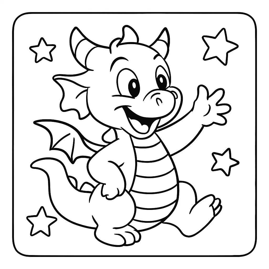 Dibujos de dragones para colorear | DRAGÓN BAILANDO CON LAS ESTRELLAS