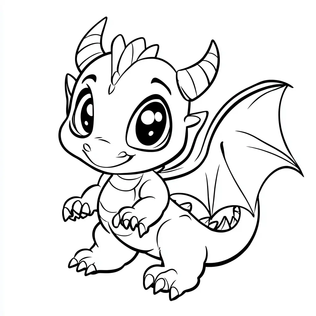 Dibujos de dragones para colorear | PEQUEÑO DRAGÓN DE OJOS GRANDES