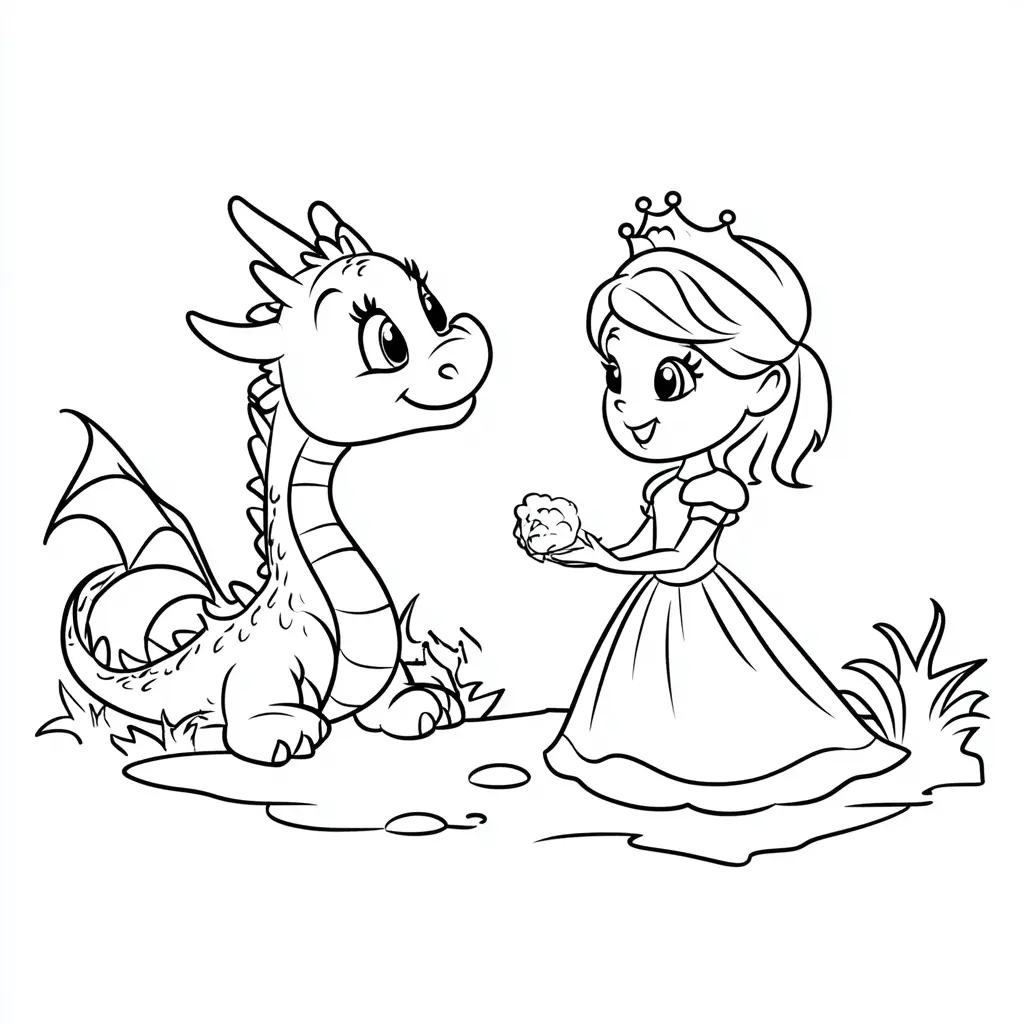 Dibujos de dragones para colorear | LA PRINCESA Y SU AMIGO DRAGÓN