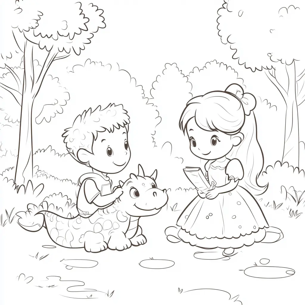 Dibujos de dragones para colorear | DOS NIÑOS Y UN DRAGÓN