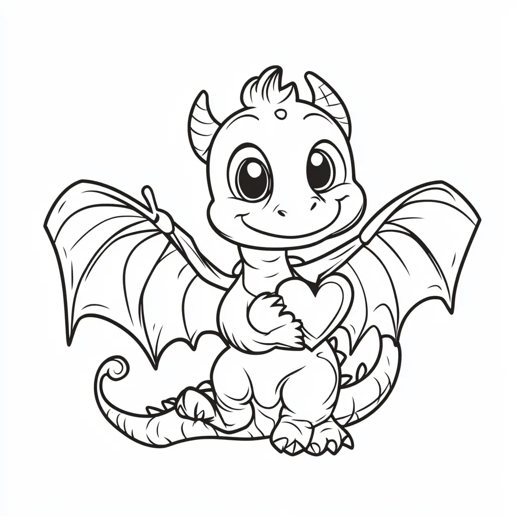 Dibujos de dragones para colorear | DRAGÓN CON UN CORAZÓN