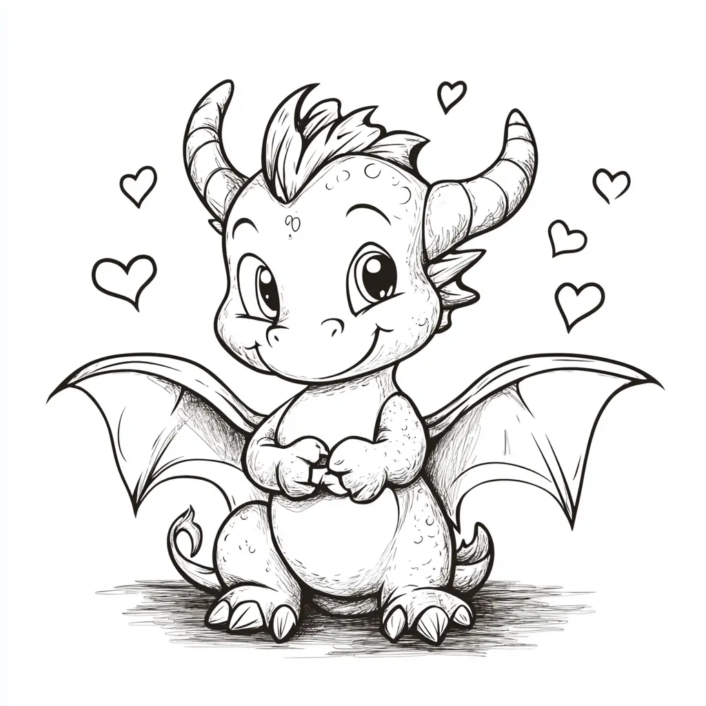 Dibujos de dragones para colorear | DRAGÓN AMOROSO