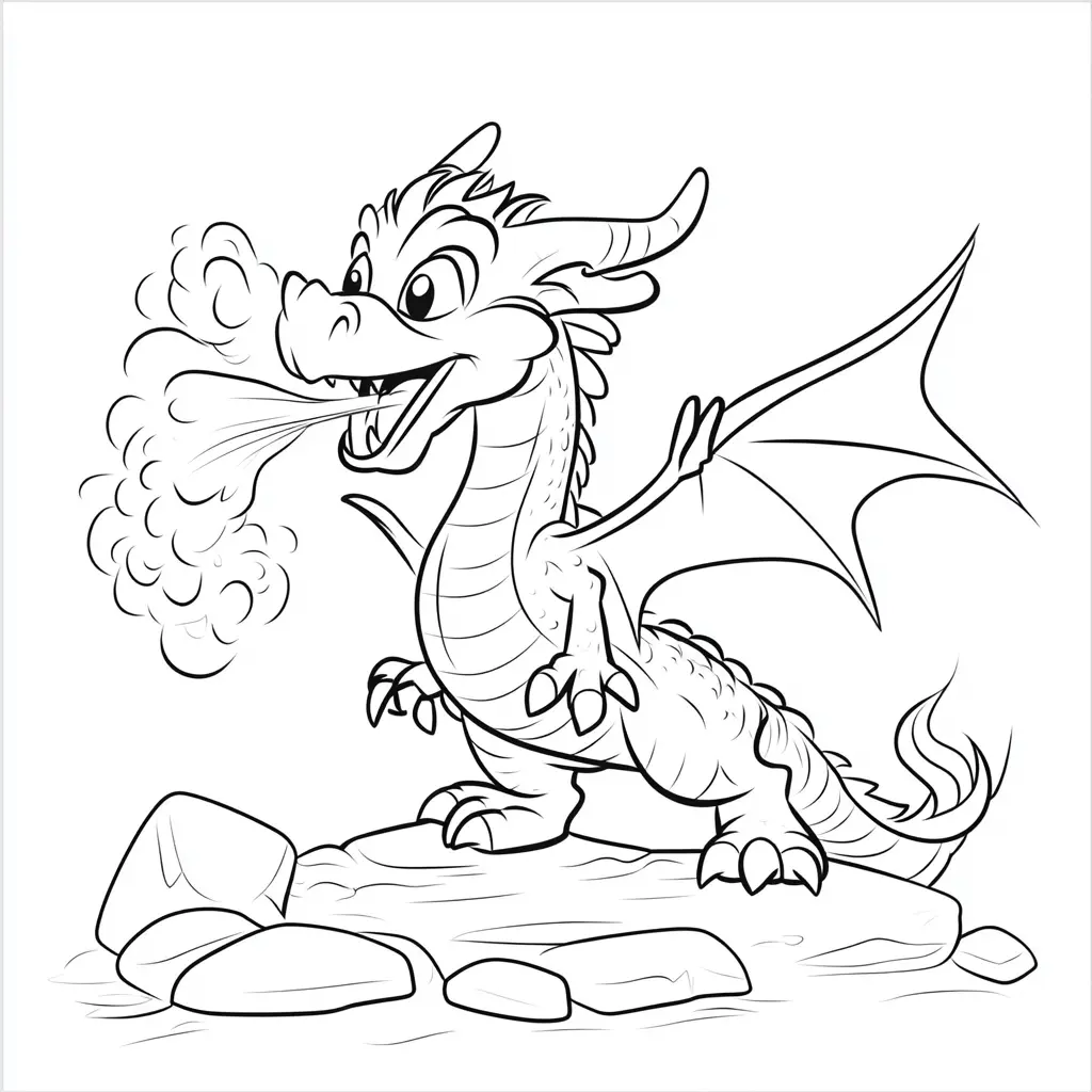 Dibujos de dragones para colorear | EL DRAGÓN ECHANDO FUEGO