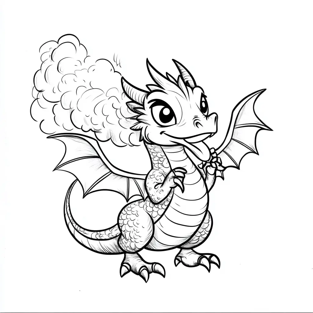 Dibujos de dragones para colorear | EL DRAGÓN CON ALAS ABIERTAS