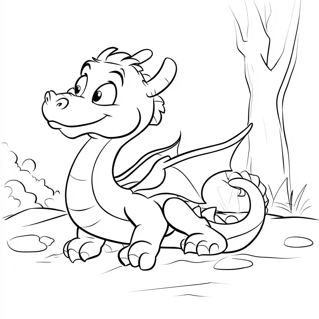 Dibujos de dragones para colorear | UN DRAGÓN PASEANDO