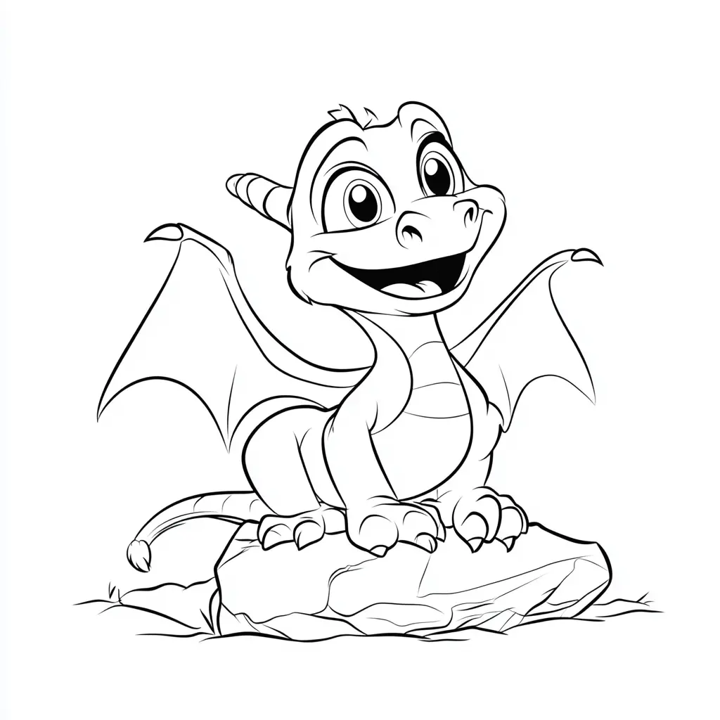 Dibujos de dragones para colorear | DRAGÓN SOBRE UNA ROCA