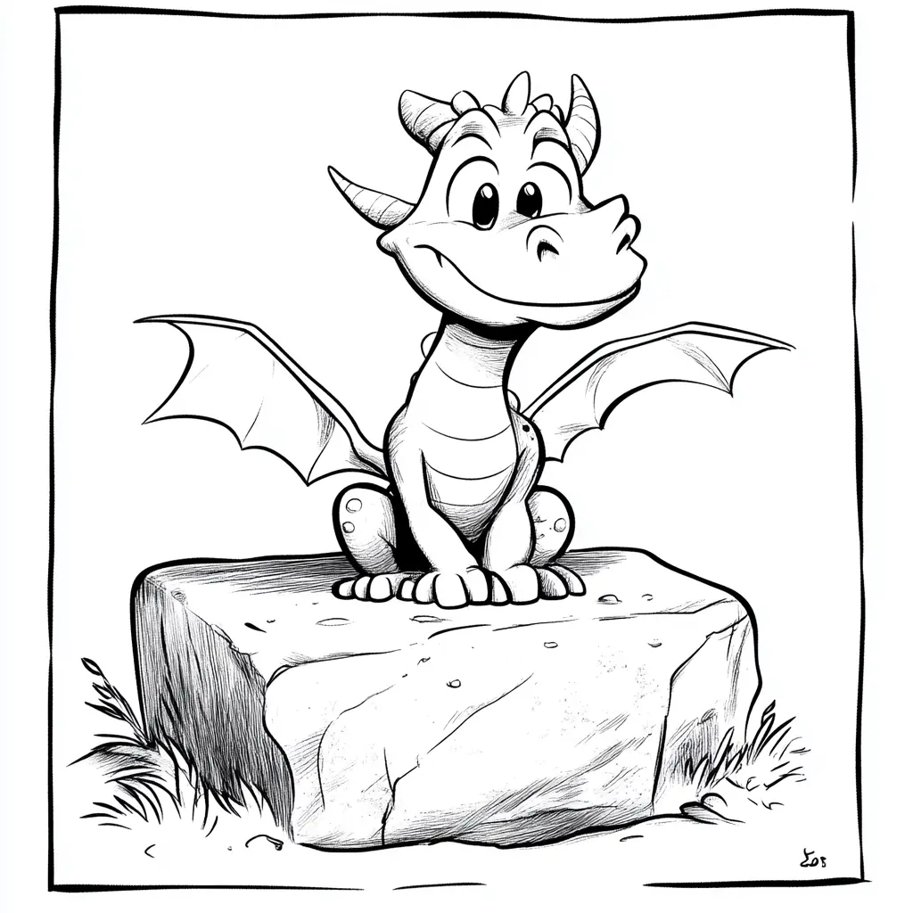Dibujos de dragones para colorear | CARICATURA DE DRAGÓN SENTADO