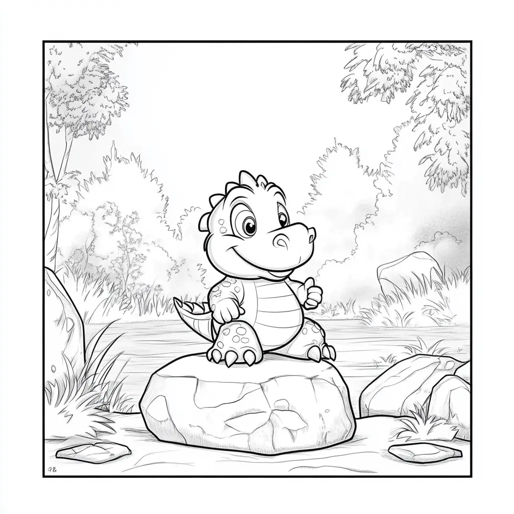 Dibujos de dragones para colorear | DRAGÓN BEBÉ EN UN RÍO