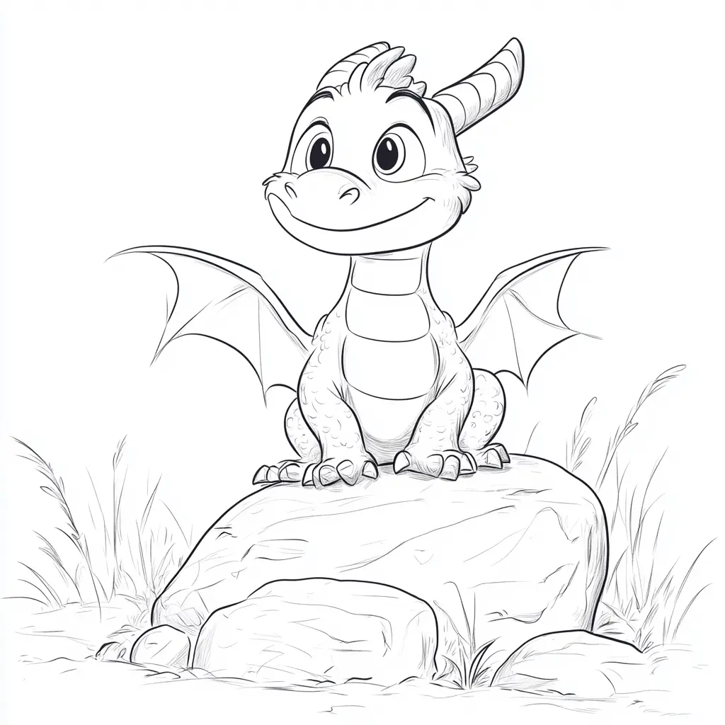 Dibujos de dragones para colorear | DRAGÓN MIRANDO EL CIELO