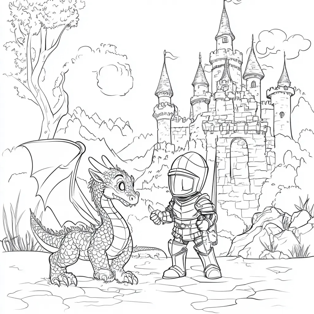 Dibujos de dragones para colorear | EL CABALLERO Y SU DRAGÓN AMIGO