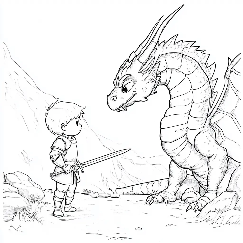 Dibujos de dragones para colorear | EL DRAGÓN Y EL HÉROE