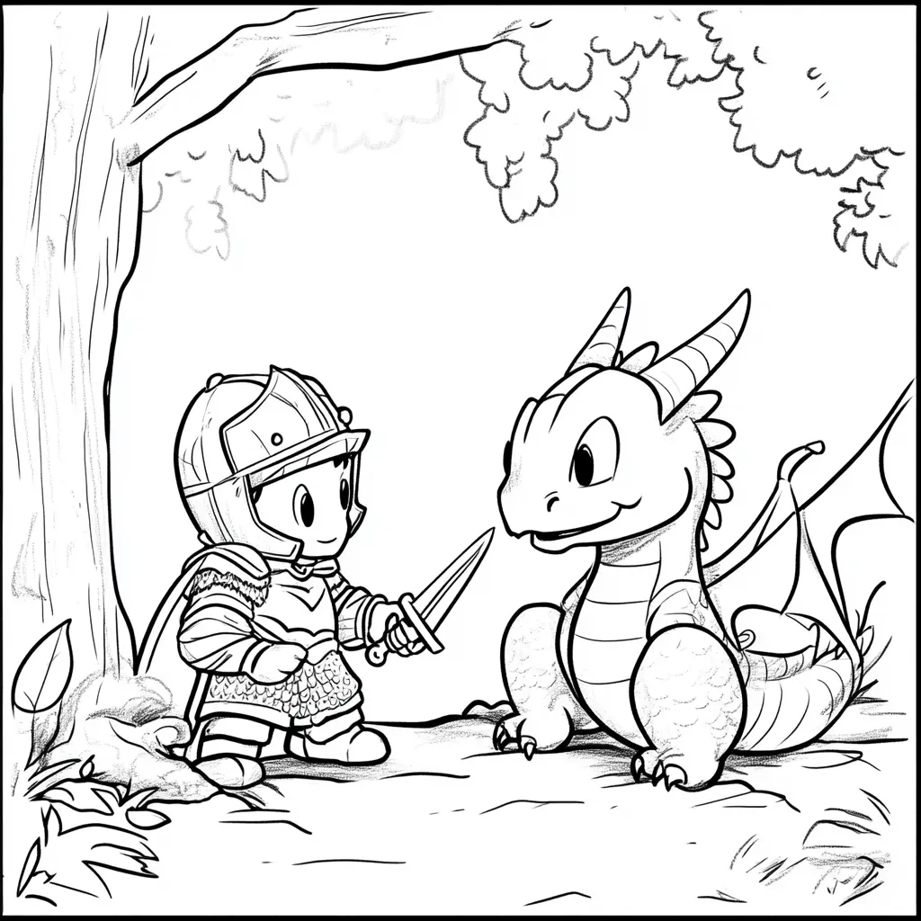 Dibujos de dragones para colorear | EL CABALLERO Y EL DRAGÓN