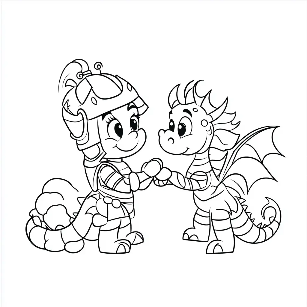 Dibujos de dragones para colorear | DRAGÓN CABALLERO Y SU AMIGO