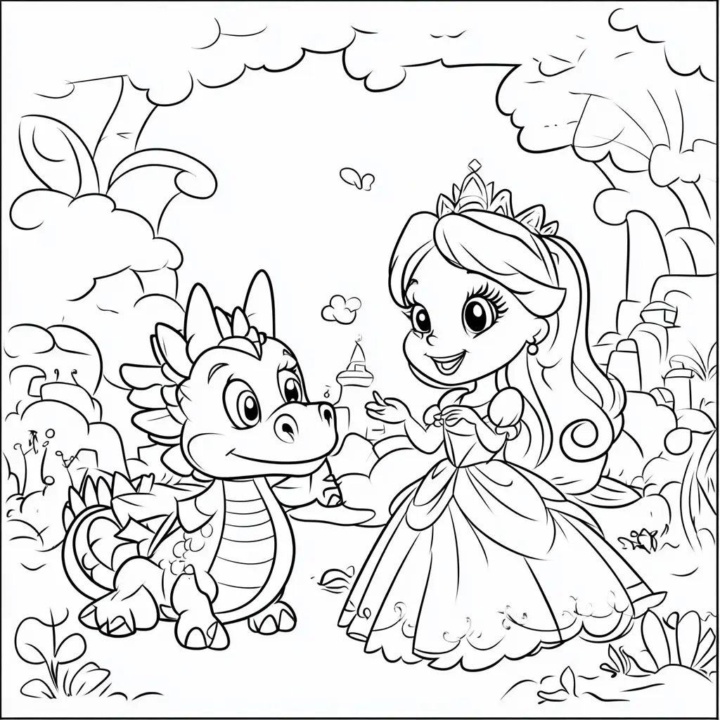 Dibujos de dragones para colorear | EL CUENTO DE LA PRINCESA Y EL DRAGÓN