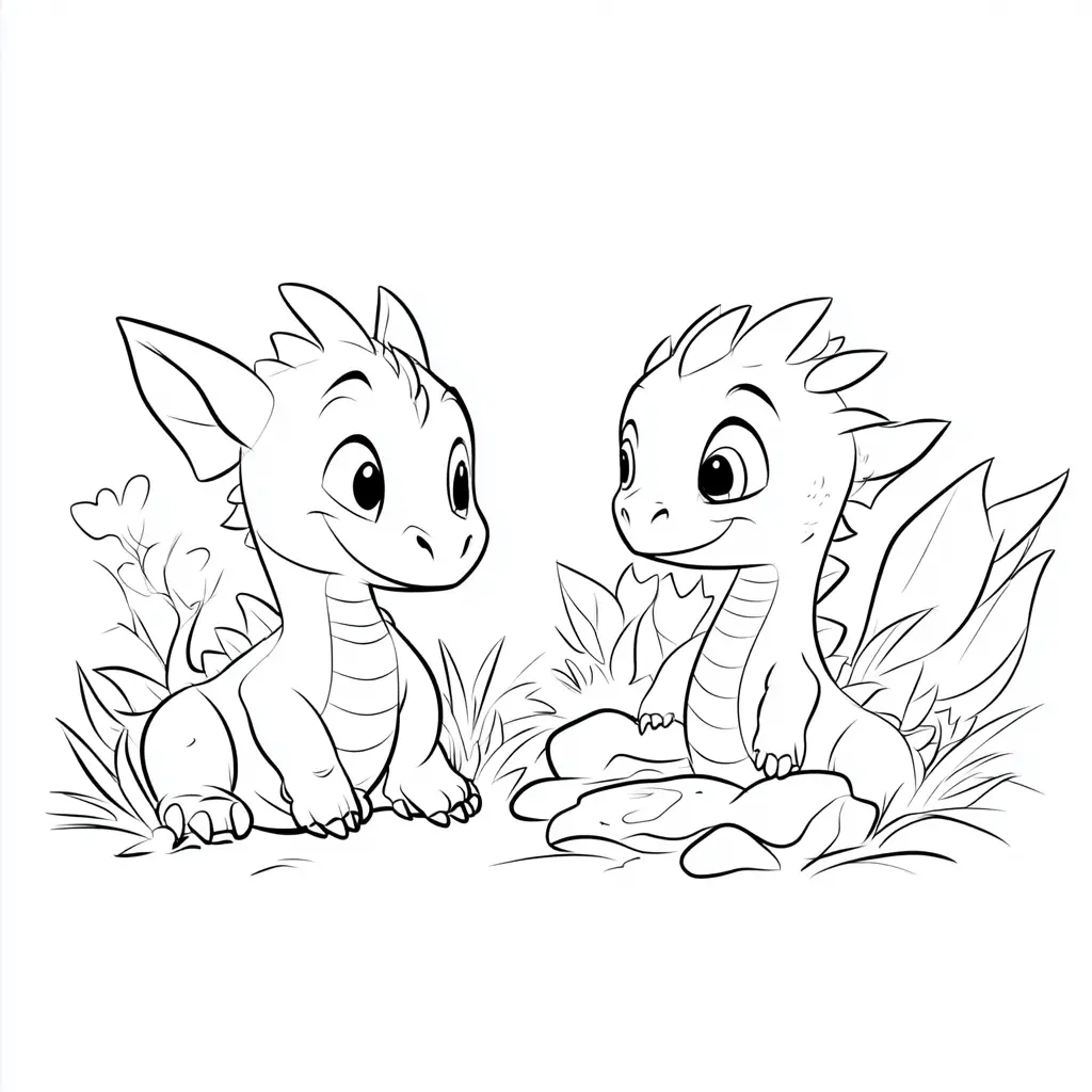Dibujos de dragones para colorear | DOS DRAGONES TIERNOS
