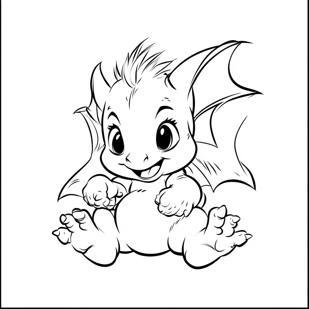 Dibujos de dragones para colorear | BEBÉ DRAGÓN CON ALAS
