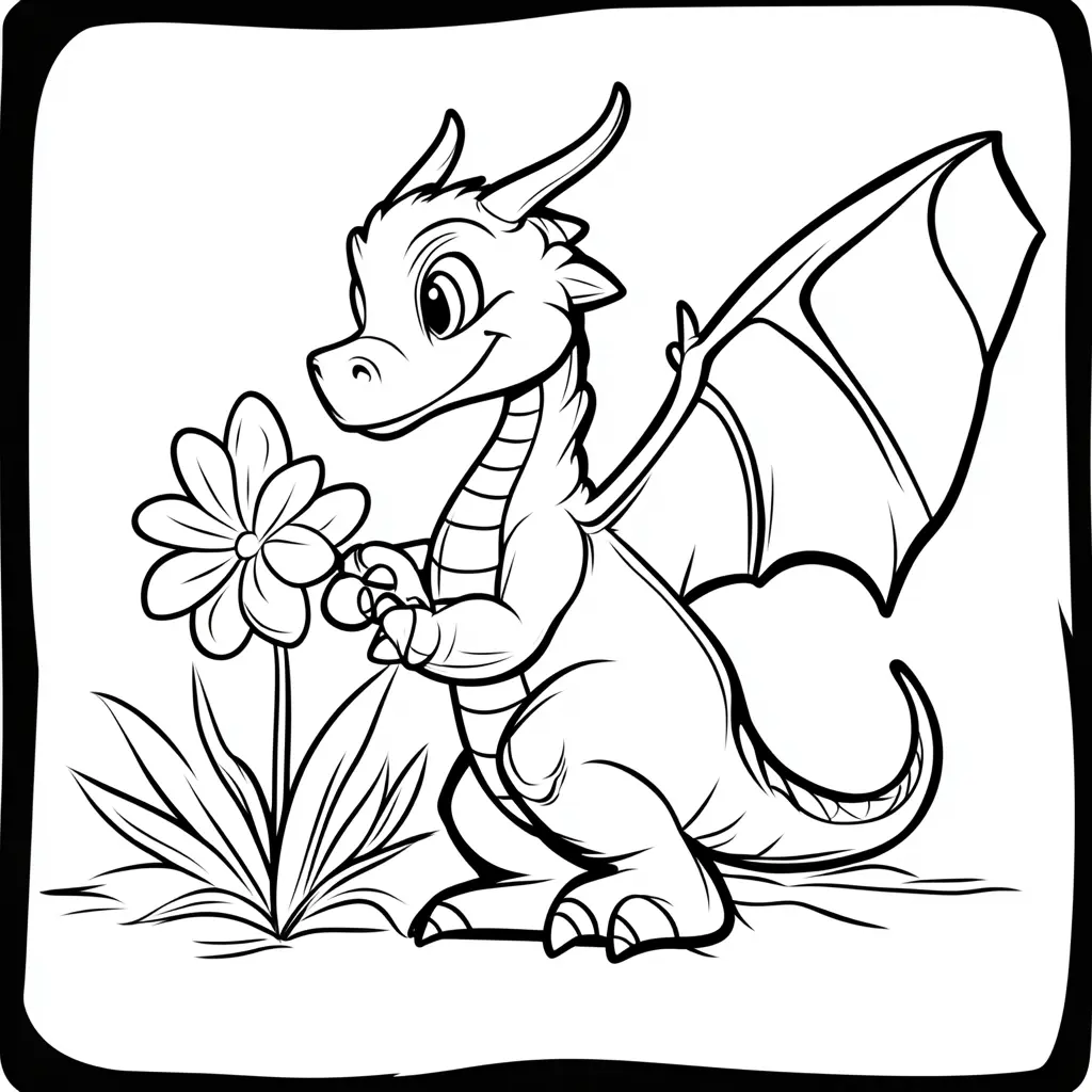 Dibujos de dragones para colorear | EL DRAGÓN Y LA BELLA FLOR