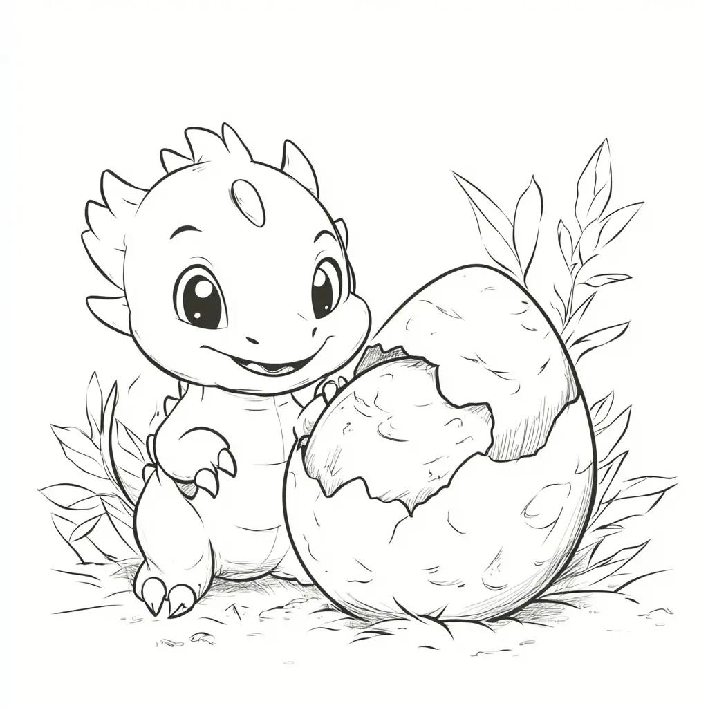 Dibujos de dragones para colorear | DRAGÓN BEBÉ RECIÉN NACIDO