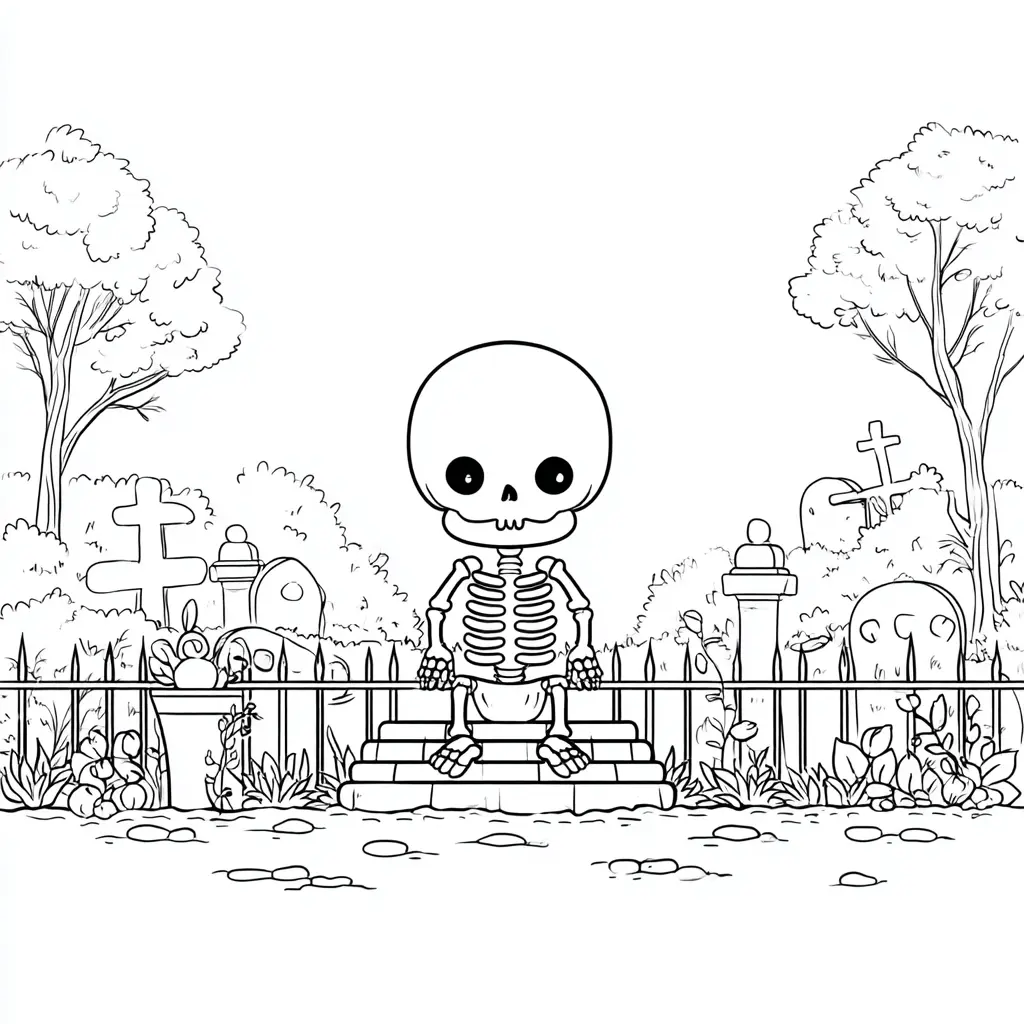 Dibujos de Halloween para colorear | ESQUELETO DEL CEMENTERIO Dibujos de Halloween para colorear | ESQUELETO DEL CEMENTERIO