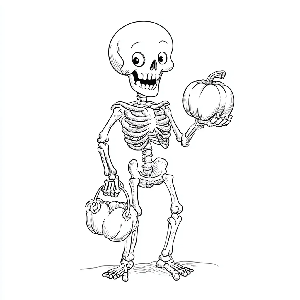 Dibujos de Halloween para colorear | ESQUELETO Y LAS CALABAZAS Dibujos de Halloween para colorear | ESQUELETO Y LAS CALABAZAS