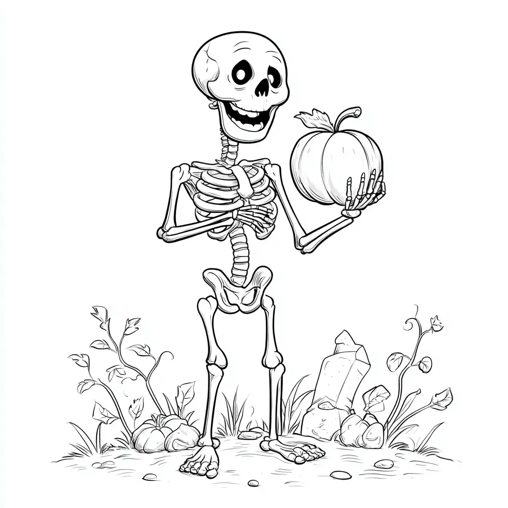 Dibujos de Halloween para colorear | ESQUELETO EN EL CAMPO Dibujos de Halloween para colorear | ESQUELETO EN EL CAMPO