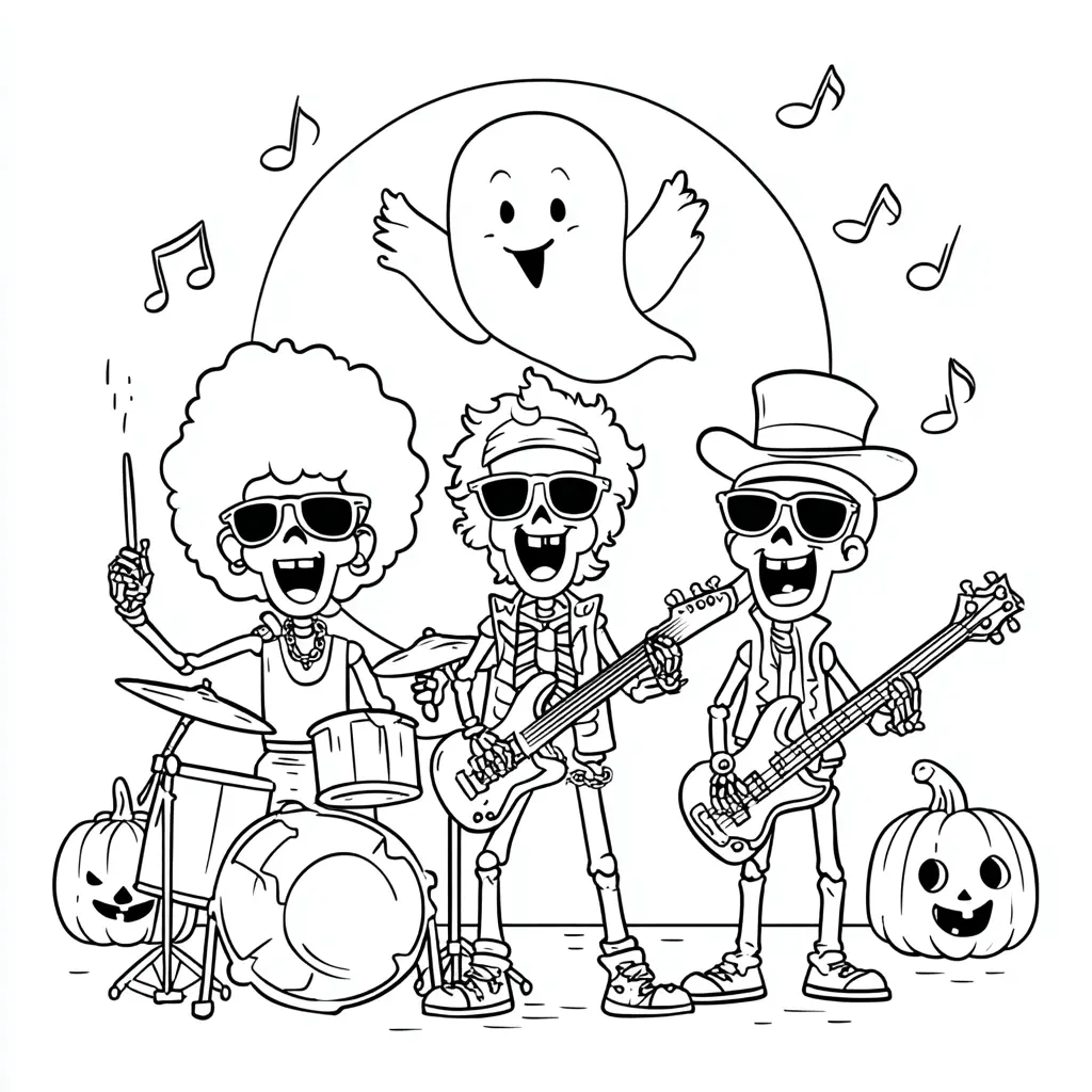 Dibujos de Halloween para colorear | CONCIERTO DE ESQUELETOS Dibujos de Halloween para colorear | CONCIERTO DE ESQUELETOS