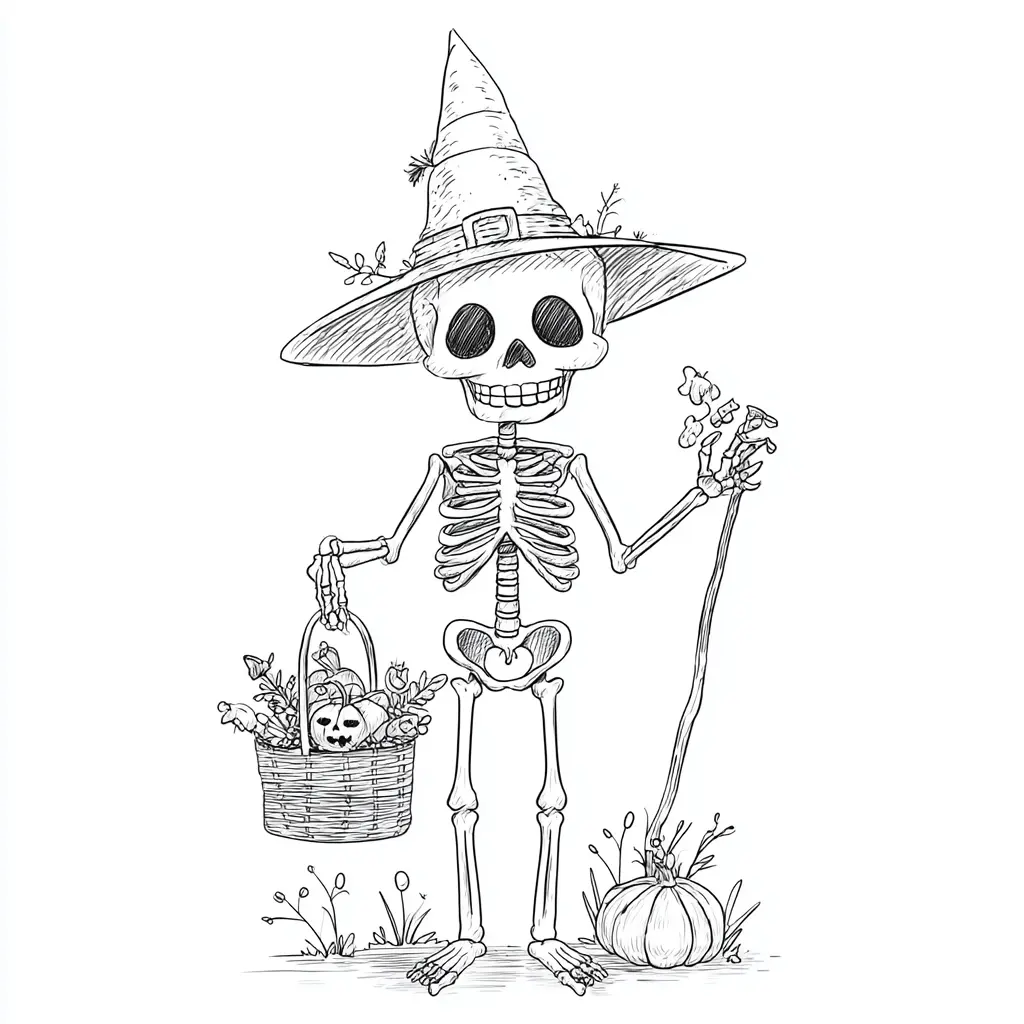 Dibujos de Halloween para colorear | ESQUELETO BRUJA Dibujos de Halloween para colorear | ESQUELETO BRUJA