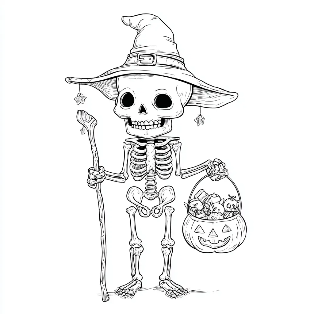 Dibujos de Halloween para colorear | ESQUELETO DE BRUJA Dibujos de Halloween para colorear | ESQUELETO DE BRUJA