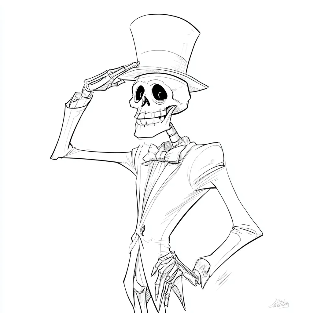 Dibujos de Halloween para colorear | ESQUELETO ELEGANTE Dibujos de Halloween para colorear | ESQUELETO ELEGANTE